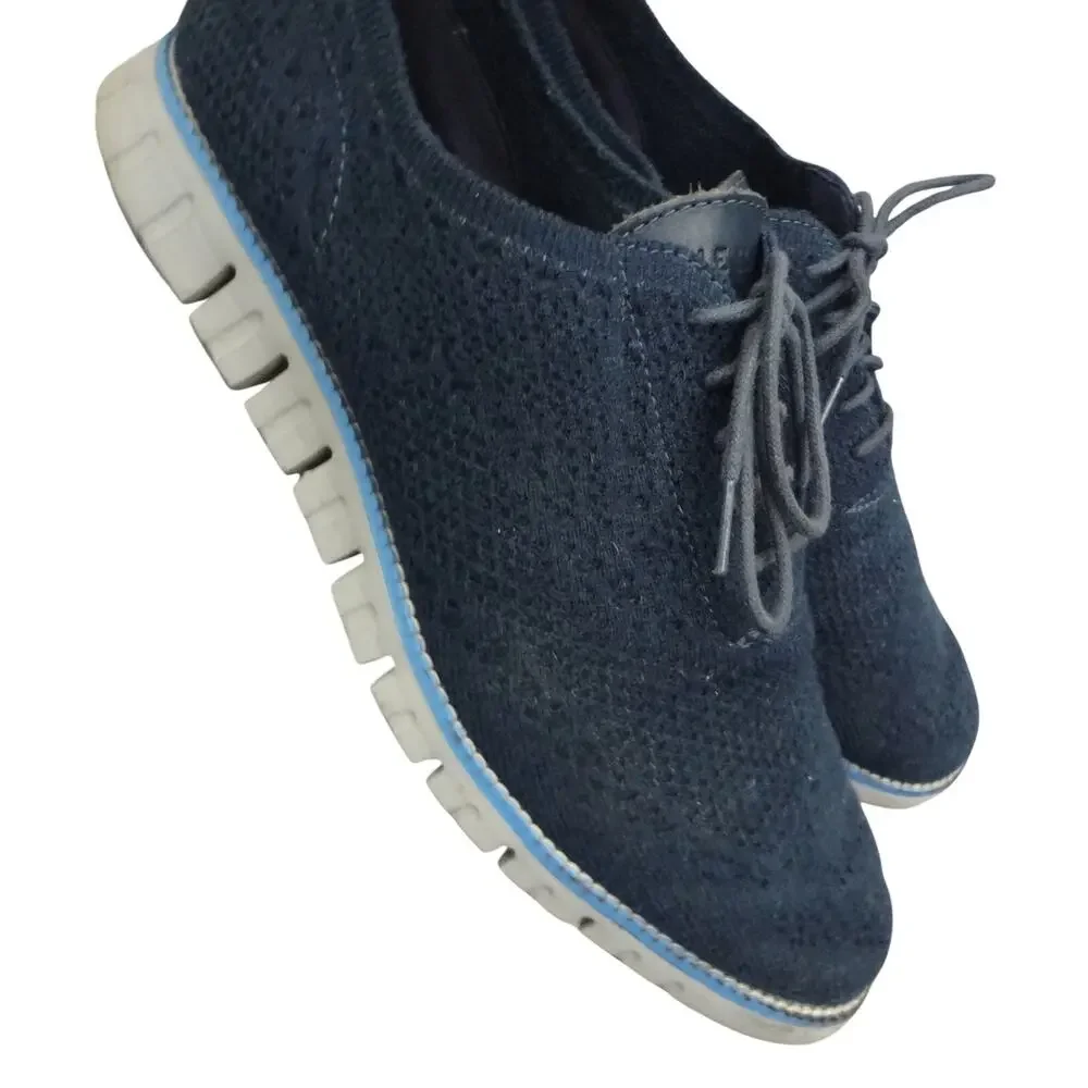 Cole Haan Navy Blue Zerogrand Stichlite Wingtip Oxford Knit Sneaker Men 10.5